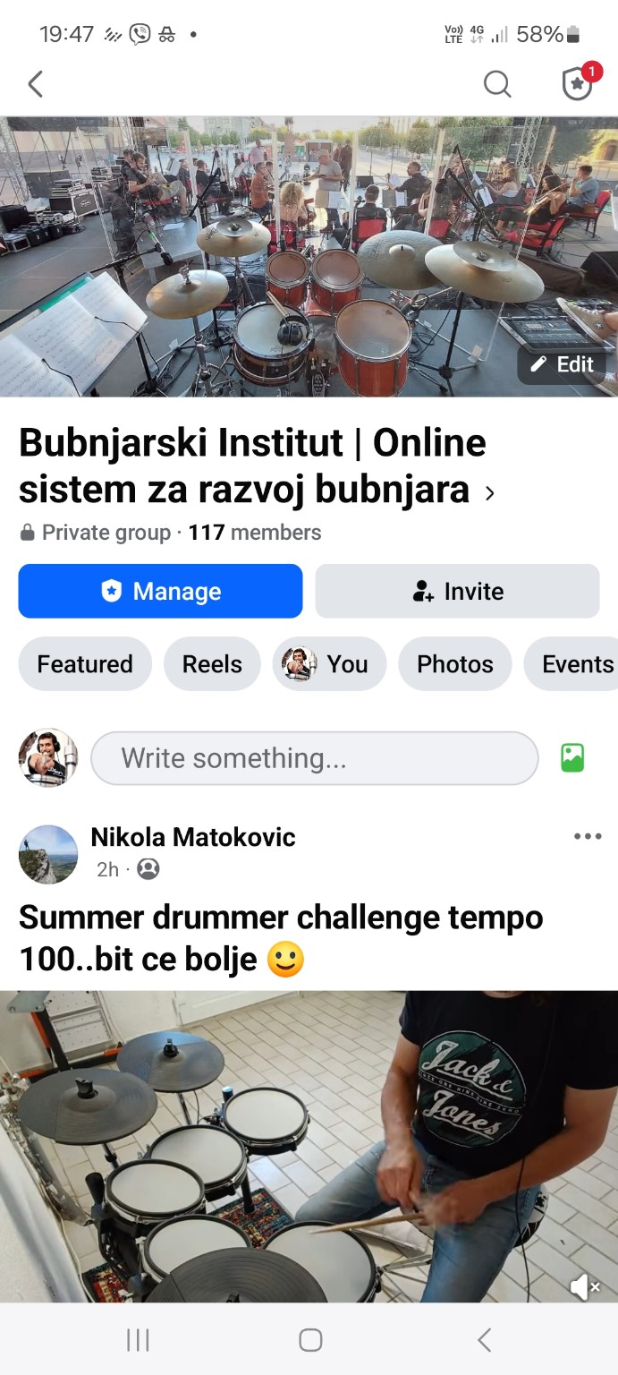 Zatvorena zajednica Bubnjarskog Instituta sa 117 članova i brojnim videosnimcima
